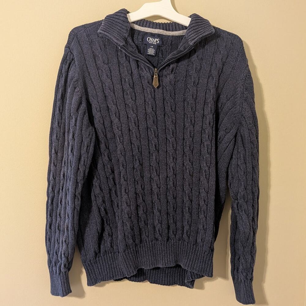 CHAPS Navy Blue Knit Pullover Half Zip Sweater